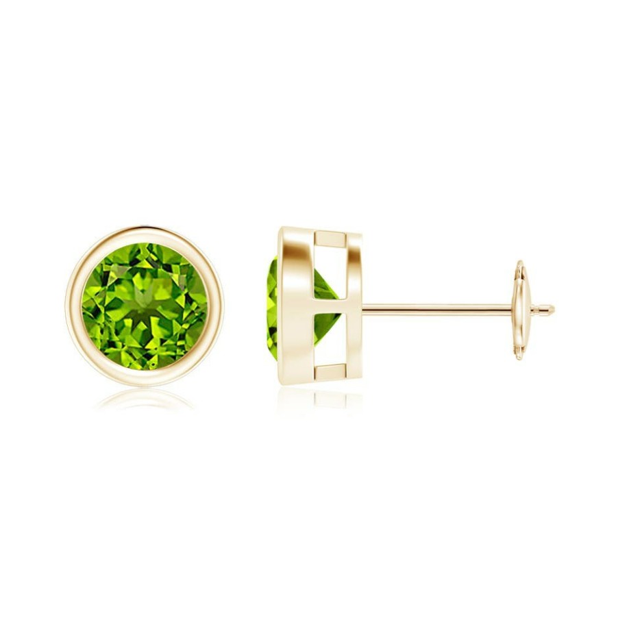 Earrings Angara Peridot | Bezel-Set Peridot Solitaire Stud Earrings