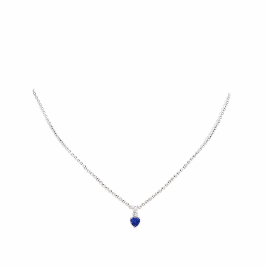 Necklaces Angara Blue Sapphire | Heart-Shaped Sapphire Rabbit Ear Bale Pendant