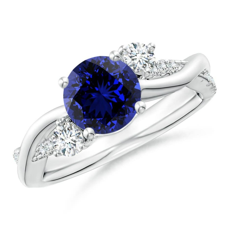 Rings Angara Blue Sapphire | Lab-Grown Nature Inspired Blue Sapphire & Lab Diamond Twisted Vine Ring