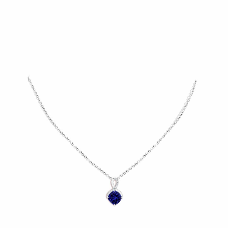 Necklaces Angara Blue Sapphire | Lab-Grown Claw-Set Sapphire Infinity Pendant With Lab Diamonds