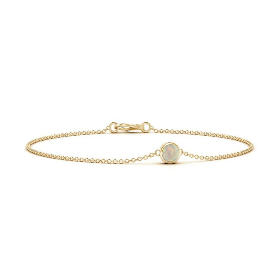 Bracelets Angara Opal | Bezel-Set Round Opal Chain Bracelet