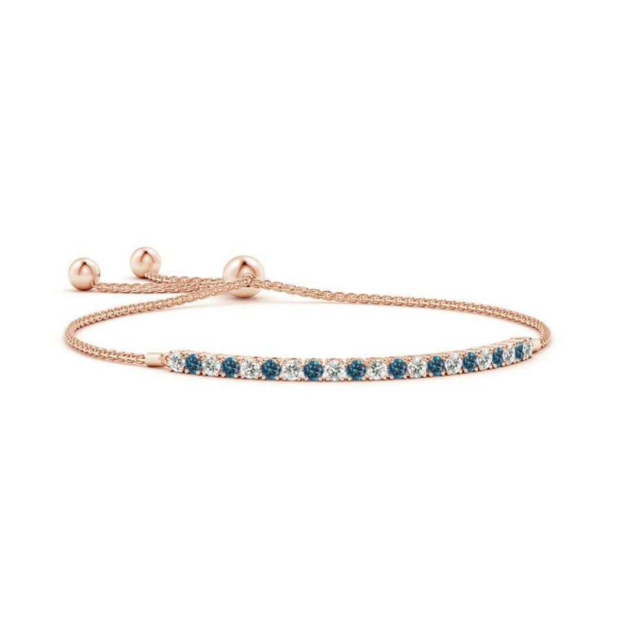 Bracelets Angara Enhanced Blue | Blue & White Diamond Tennis Bolo Bracelet