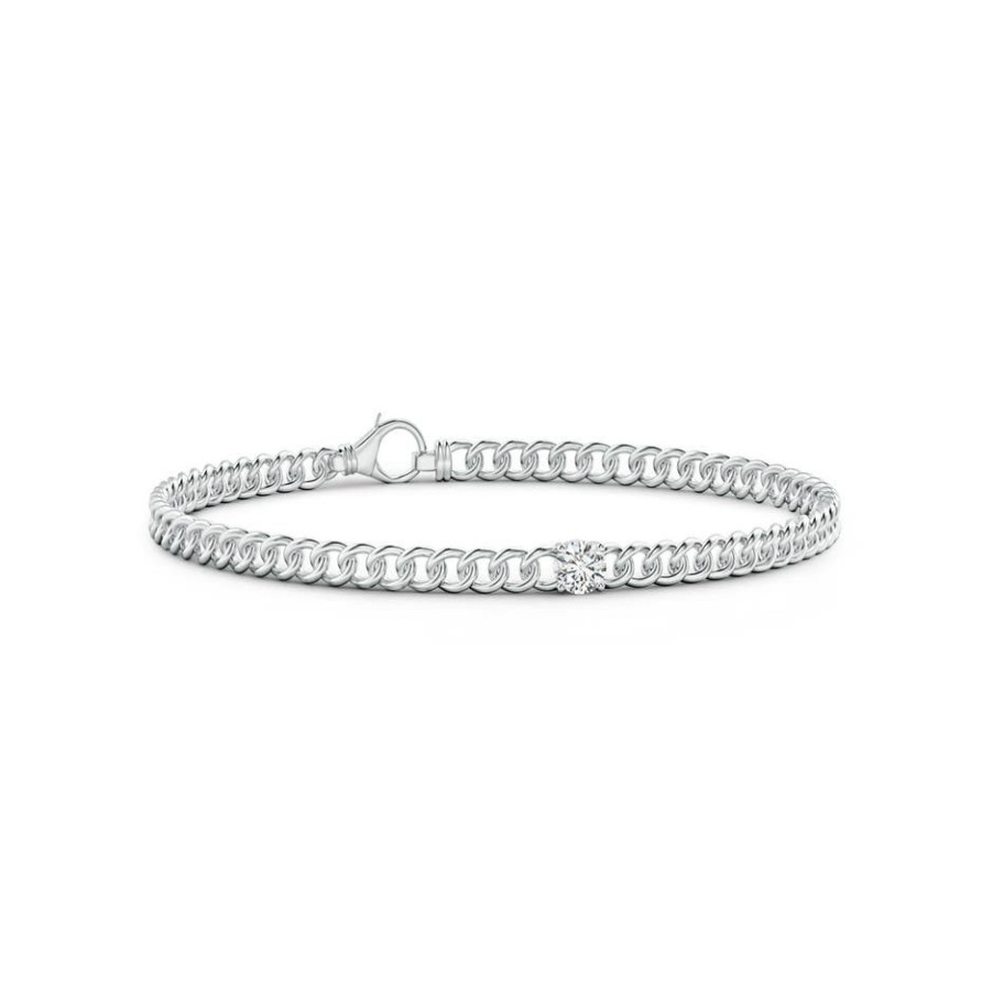 Bracelets Angara Diamond | Solitaire Round Diamond Bracelet