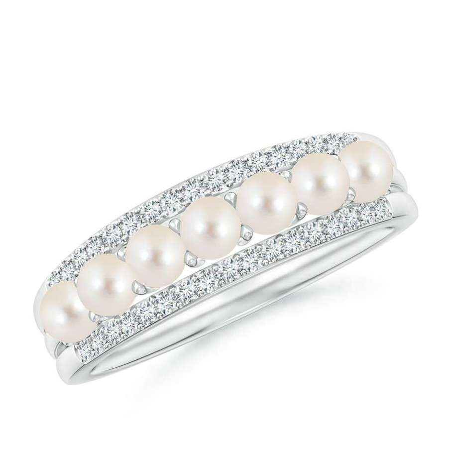 Rings Angara Freshwater Pearl | Seed Freshwater Pearl And Diamond Ring