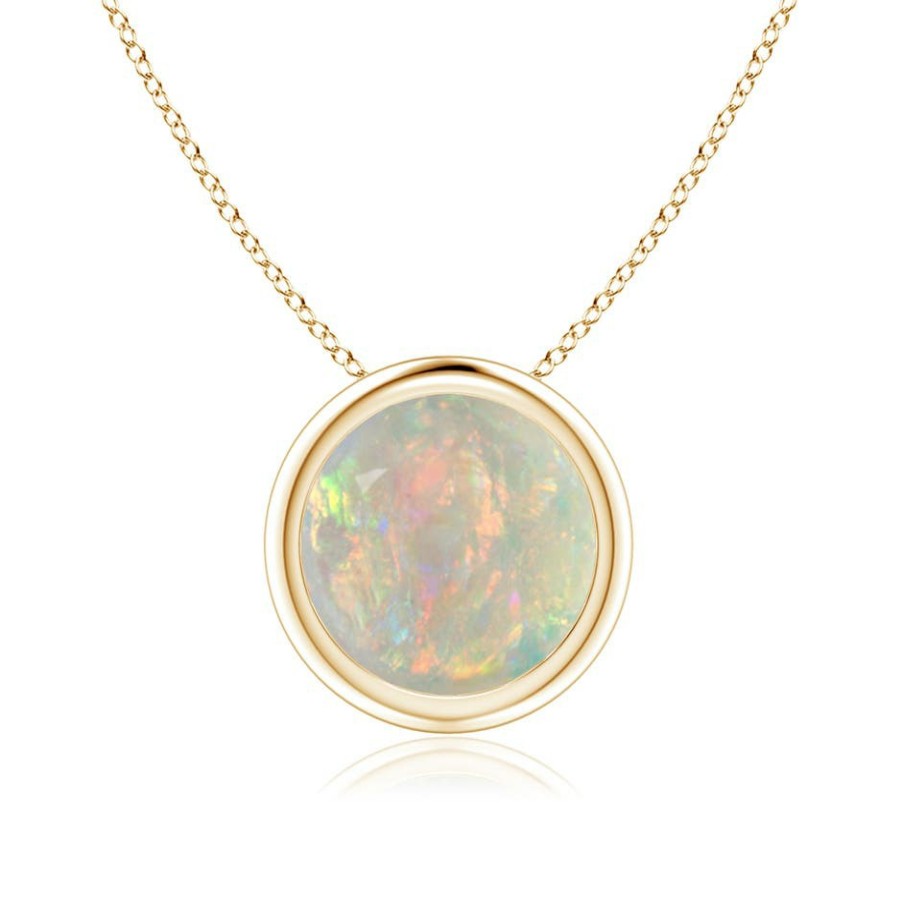 Necklaces Angara Opal | Bezel-Set Round Opal Solitaire Pendant