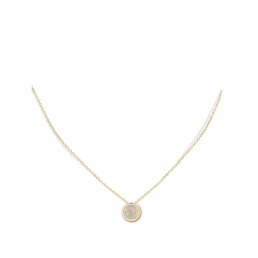 Necklaces Angara Opal | Bezel-Set Round Opal Solitaire Pendant