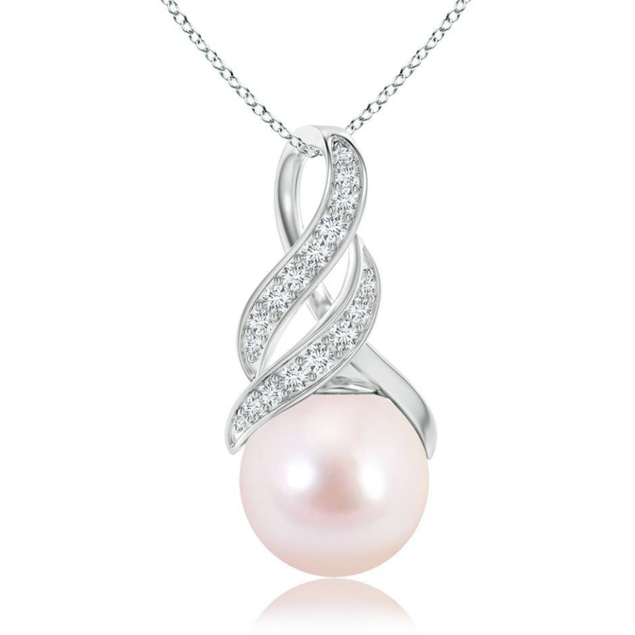 Necklaces Angara Akoya Pearl | Japanese Akoya Pearl Swirl Bale Pendant