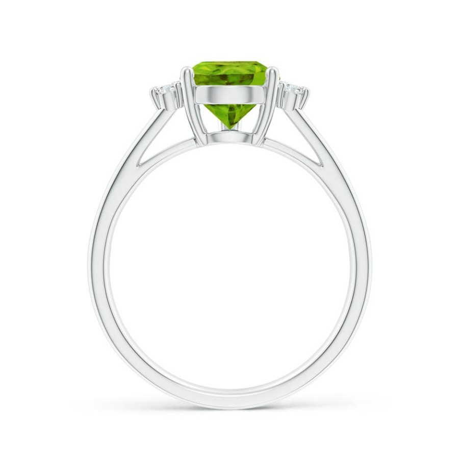 Rings Angara Peridot | Pear Peridot Ring With Triple Diamond Accents