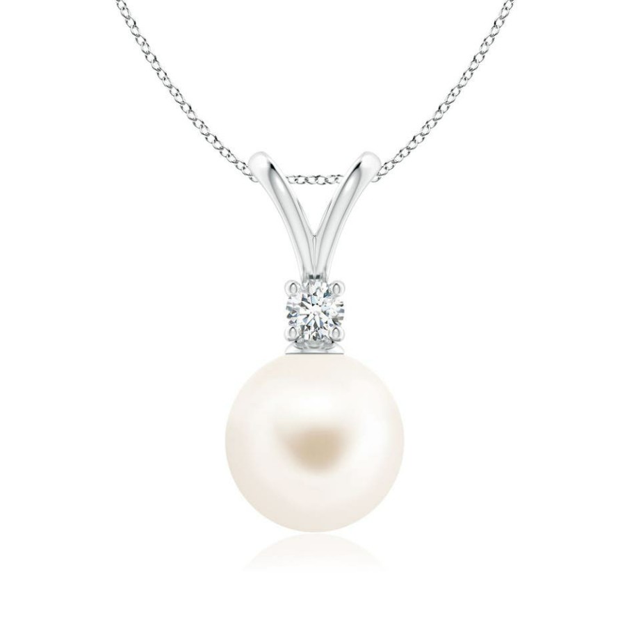 Necklaces Angara Freshwater Pearl | Freshwater Pearl V-Bale Pendant