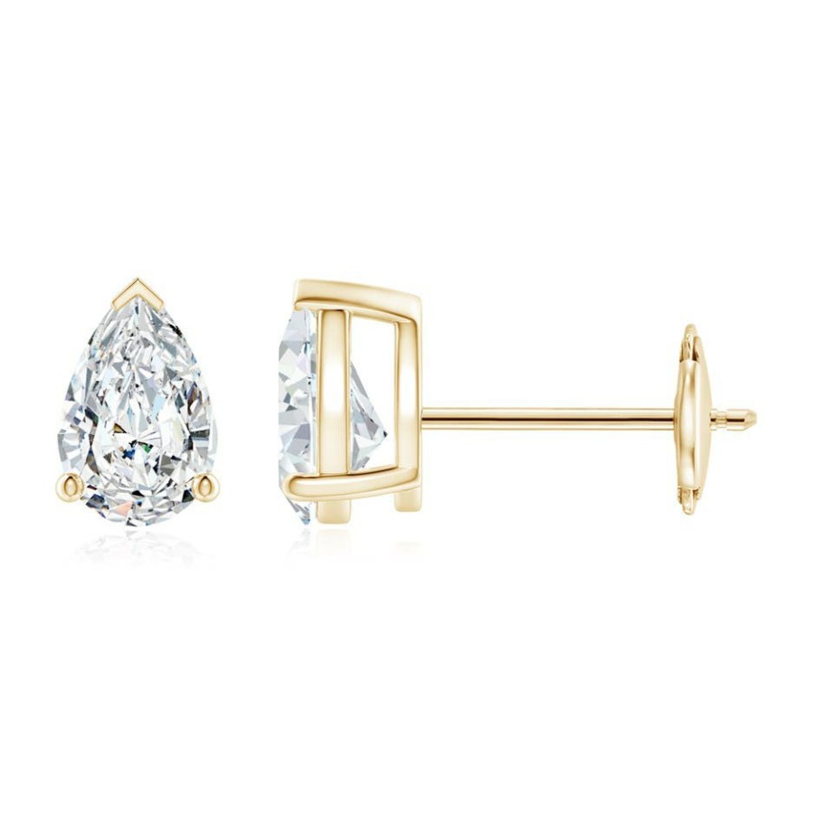 Earrings Angara Diamond | Lab-Grown Pear-Shaped Diamond Solitaire Stud Earrings