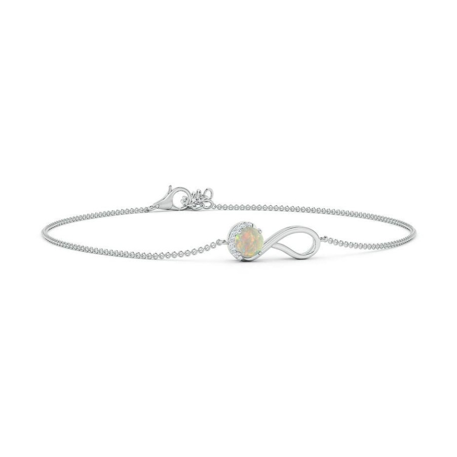 Bracelets Angara Opal | Opal Libra Ribbon Bracelet With Diamond Accents