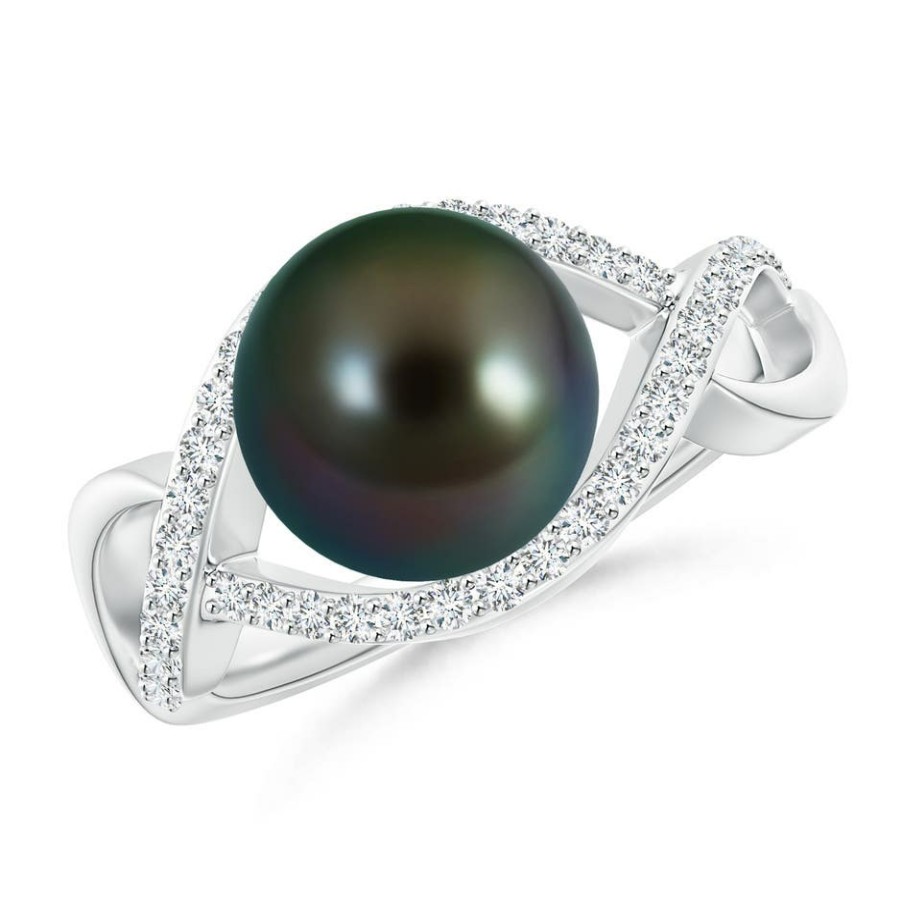 Rings Angara Tahitian Pearl | Tahitian Pearl Infinity Ring With Diamonds