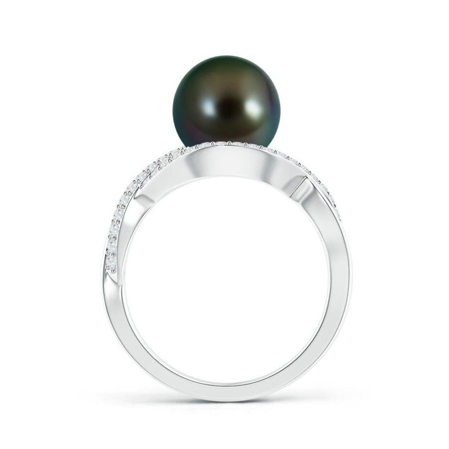 Rings Angara Tahitian Pearl | Tahitian Pearl Infinity Ring With Diamonds