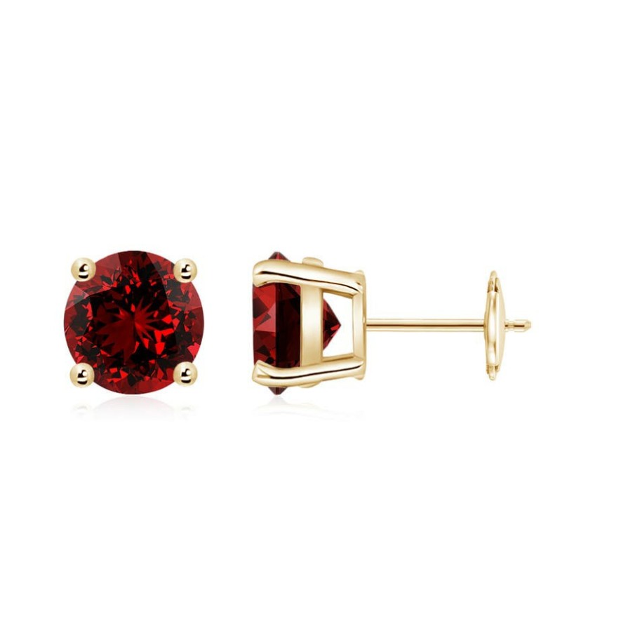 Earrings Angara Ruby | Lab-Grown Round Ruby Stud Earrings