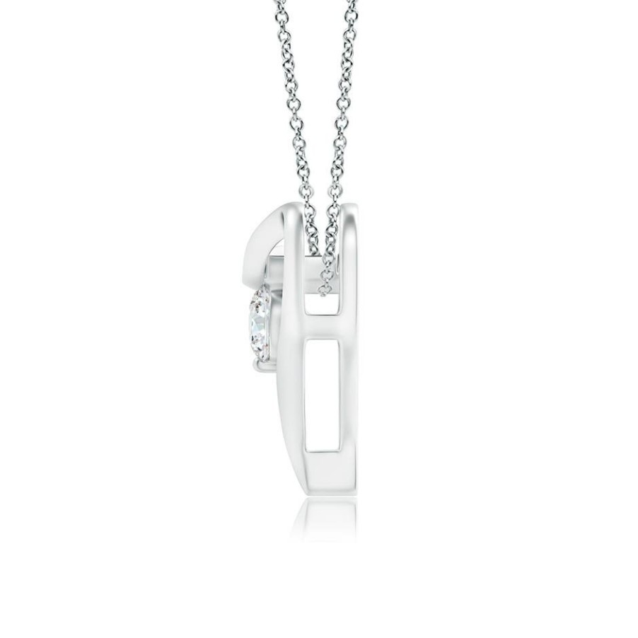 Necklaces Angara Diamond | Solitaire Diamond Ribbon Heart Pendant