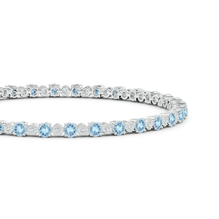 Bracelets Angara Aquamarine | Aquamarine And Illusion Diamond Tennis Bracelet