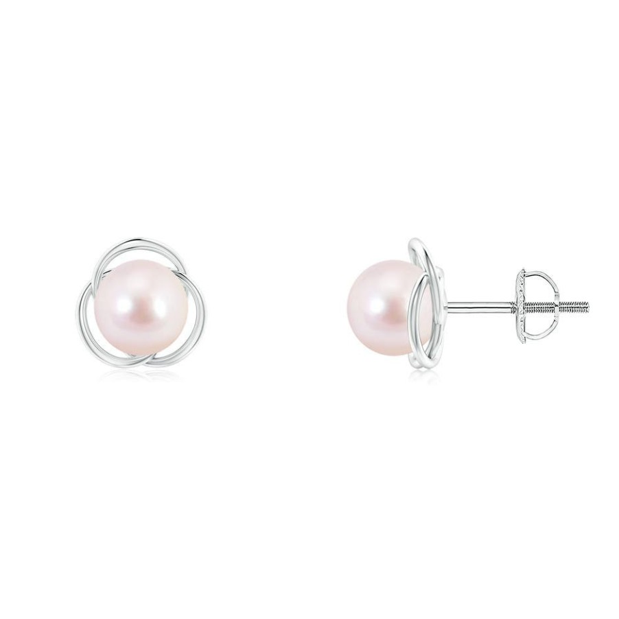 Earrings Angara Akoya Pearl | Japanese Akoya Pearl Love Knot Studs