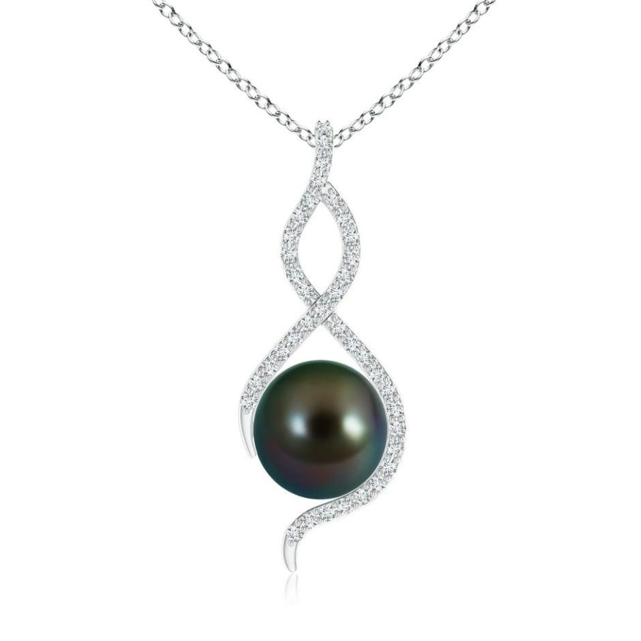 Necklaces Angara Tahitian Pearl | Tahitian Pearl Infinity Twist Pendant