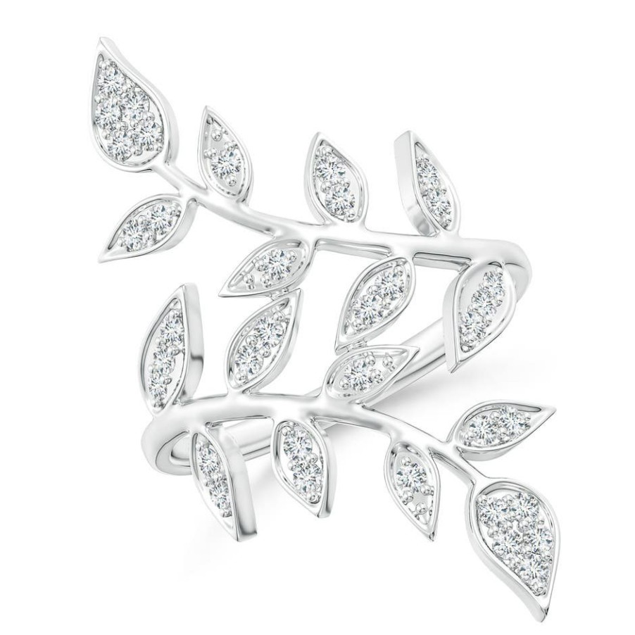 Rings Angara Diamond | Pave Set Diamond Olive Leaf Vine Ring