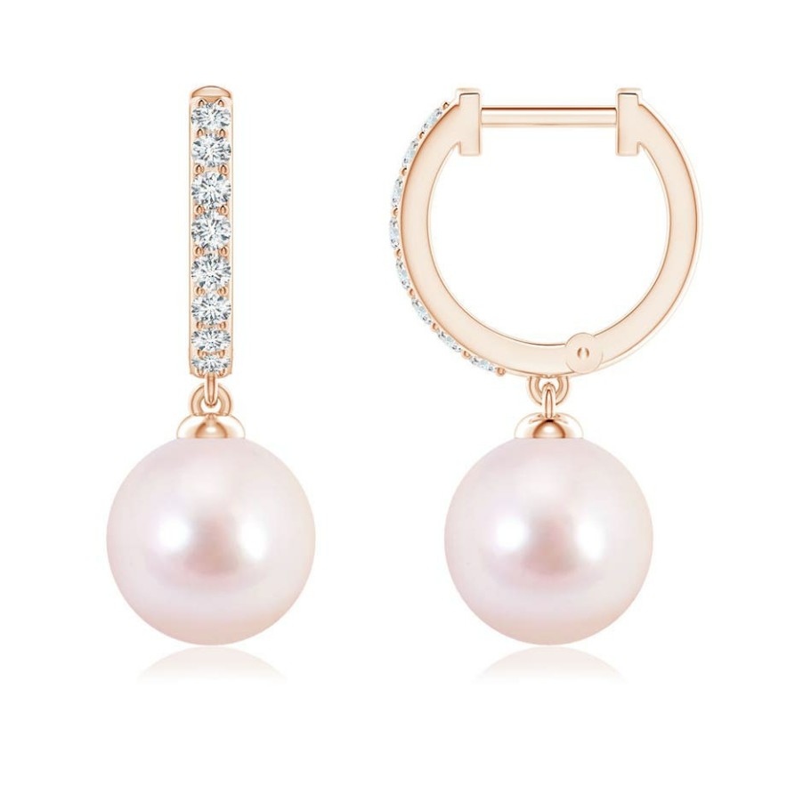 Earrings Angara Akoya Pearl | Japanese Akoya Pearl Huggie Hoop Earrings