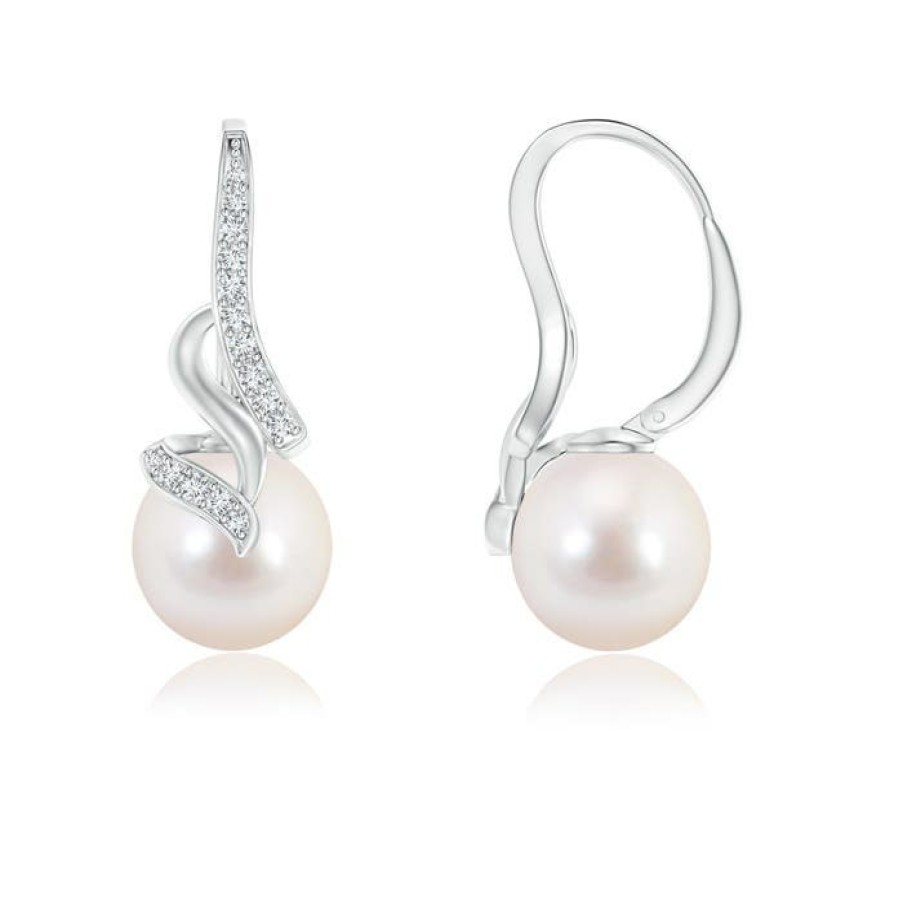 Earrings Angara Akoya Pearl | Japanese Akoya Pearl Swirl Leverback Earrings