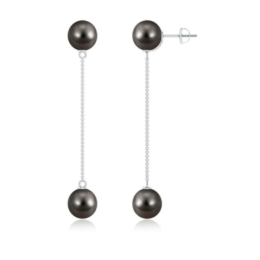 Earrings Angara Tahitian Pearl | Tahitian Pearl Long Chain Drop Earrings