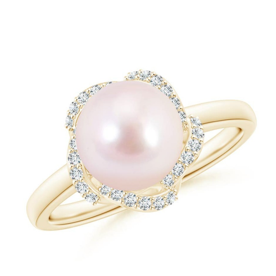 Rings Angara Akoya Pearl | Japanese Akoya Pearl Overlapping Halo Ring