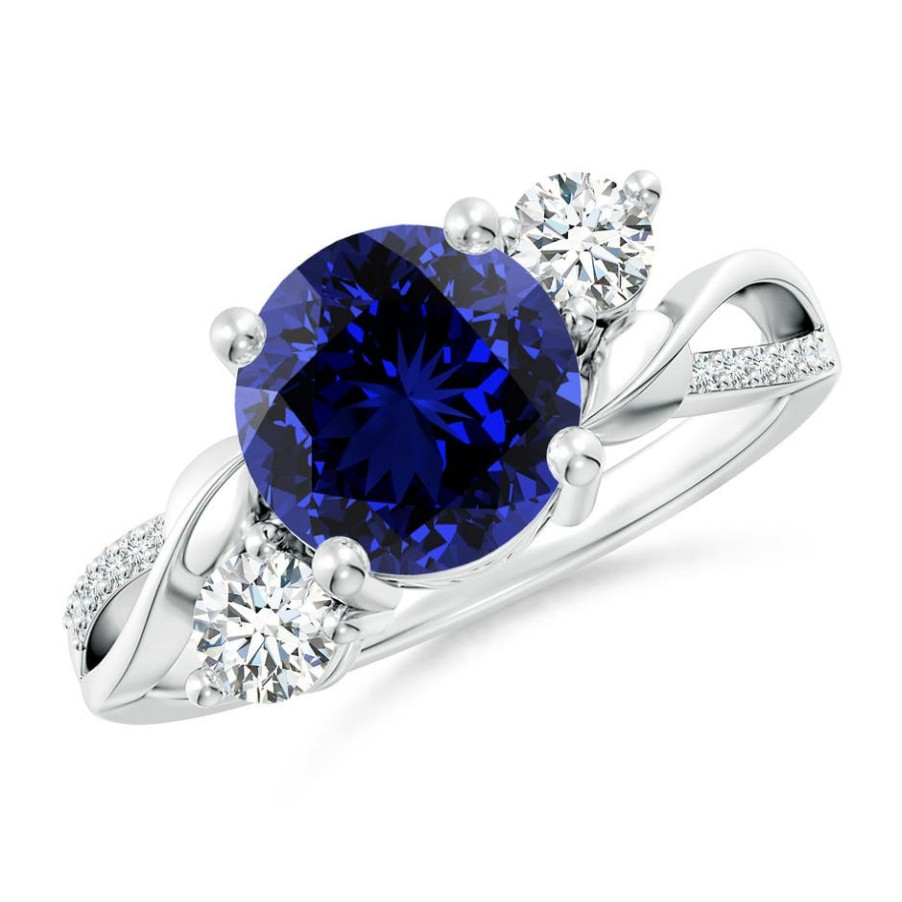 Rings Angara Blue Sapphire | Lab-Grown Sapphire And Lab Diamond Twisted Vine Ring