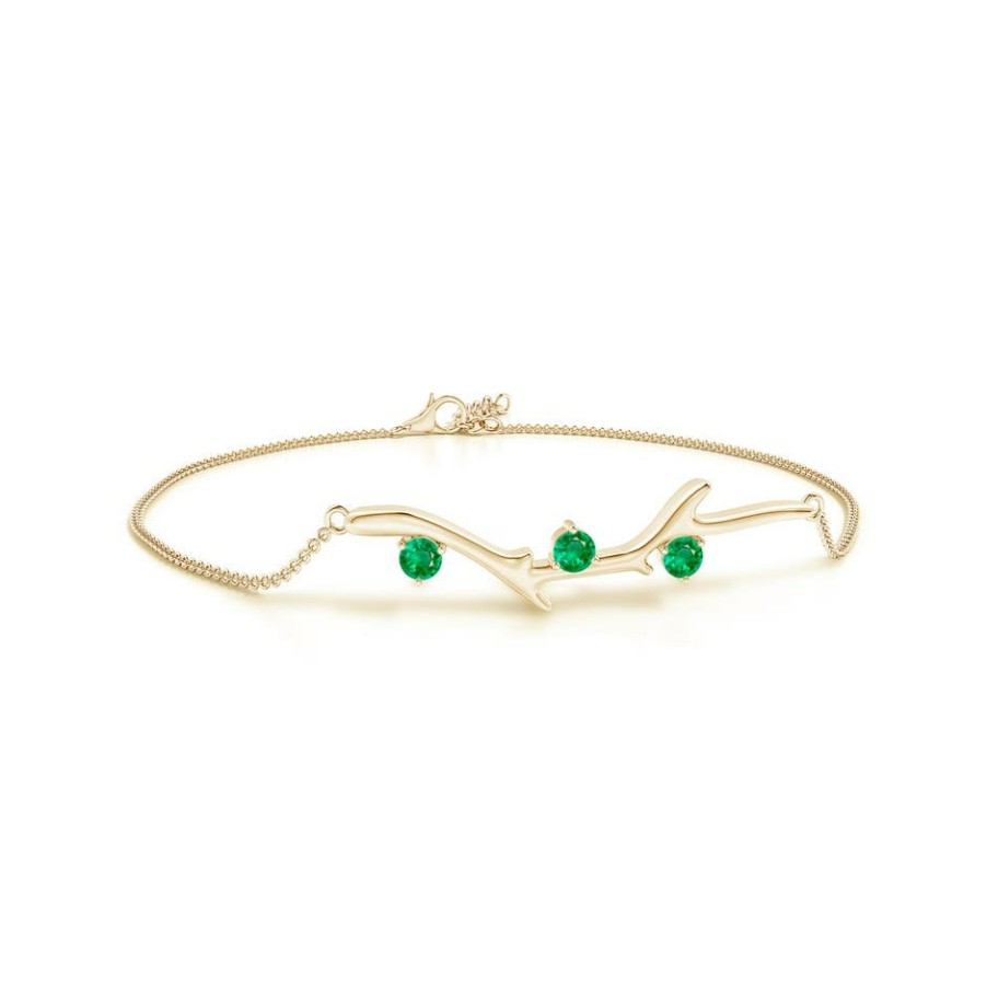 Bracelets Angara Emerald | Nature Inspired Round Emerald Tree Branch Bracelet