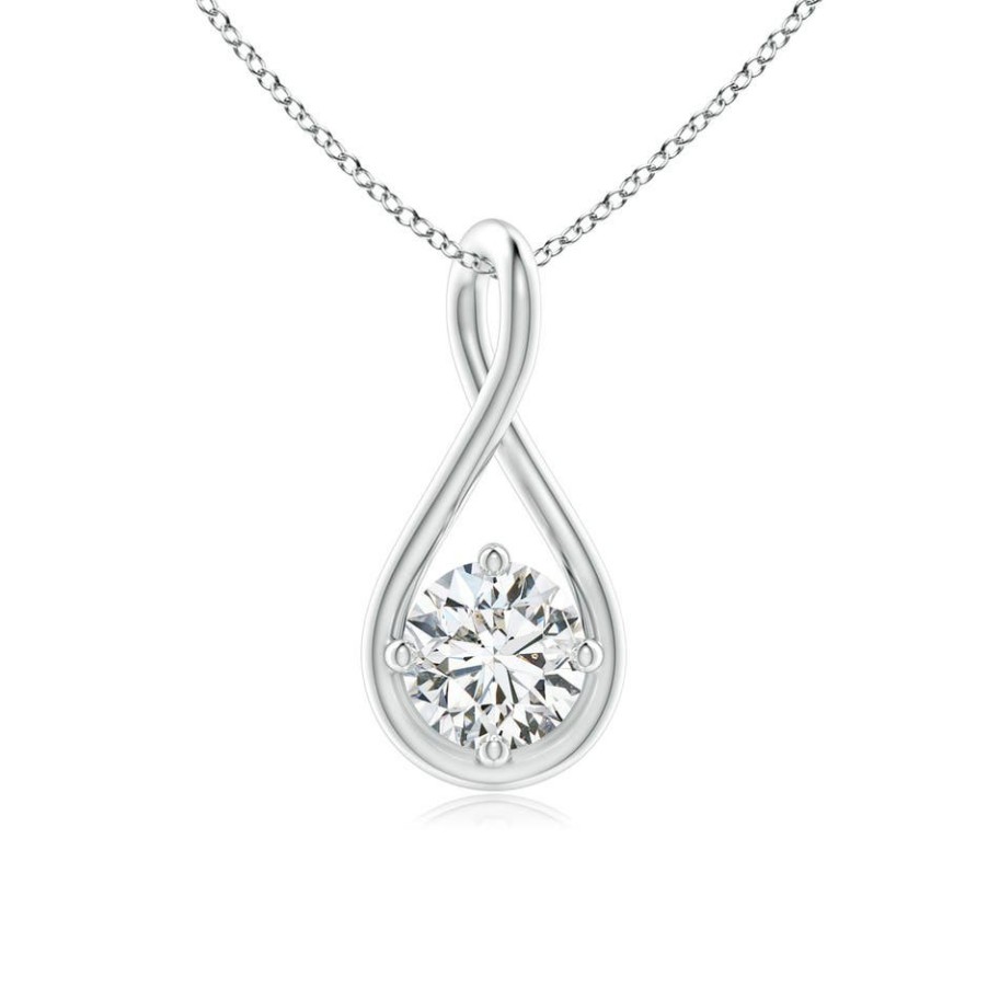 Necklaces Angara Diamond | Solitaire Diamond Twist Bale Pendant