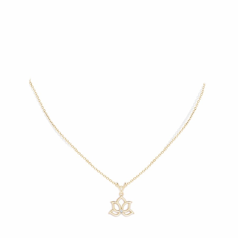 Necklaces Angara Diamond | Bezel-Set Diamond Lotus Flower Pendant