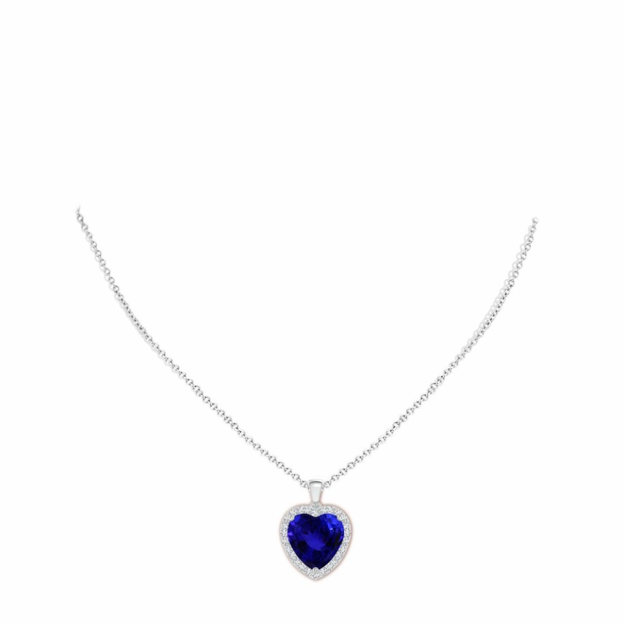 Necklaces Angara Tanzanite | Gia Certified Heart Tanzanite Dangle Pendant With Diamonds