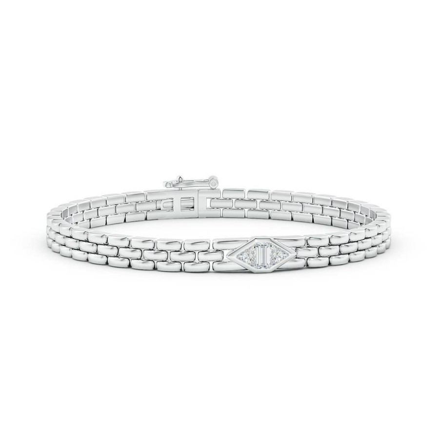 Bracelets Angara Diamond | Bezel-Set Triangle And Baguette Diamond Bracelet