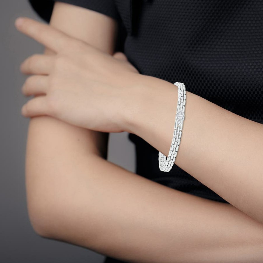 Bracelets Angara Diamond | Bezel-Set Triangle And Baguette Diamond Bracelet