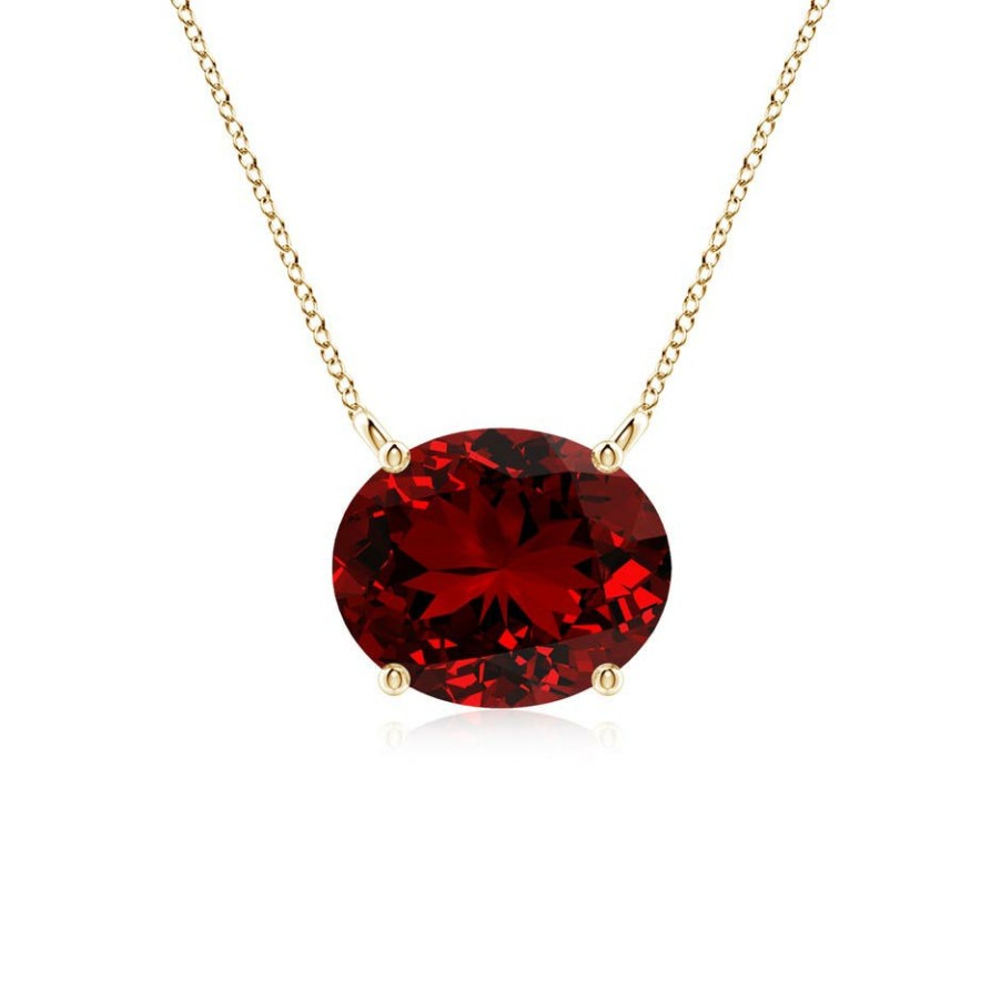 Necklaces Angara Ruby | Lab-Grown East-West Oval Ruby Solitaire Pendant