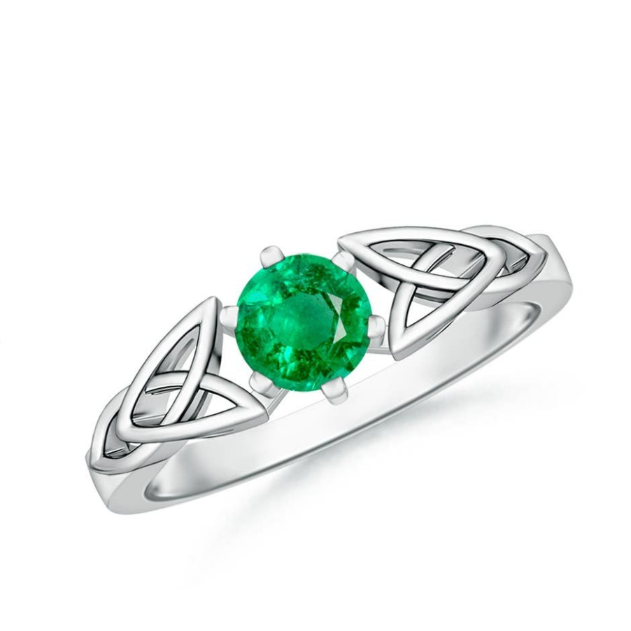 Rings Angara Emerald | Solitaire Round Emerald Celtic Knot Ring