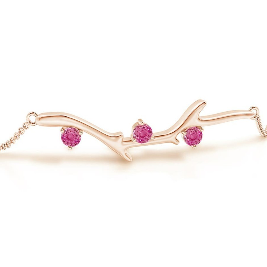 Bracelets Angara Pink Sapphire | Nature Inspired Round Pink Sapphire Tree Branch Bracelet