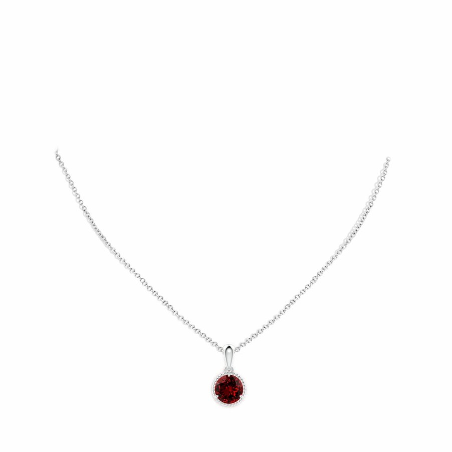 Necklaces Angara Ruby | Lab-Grown Rope-Framed Claw-Set Ruby Solitaire Pendant