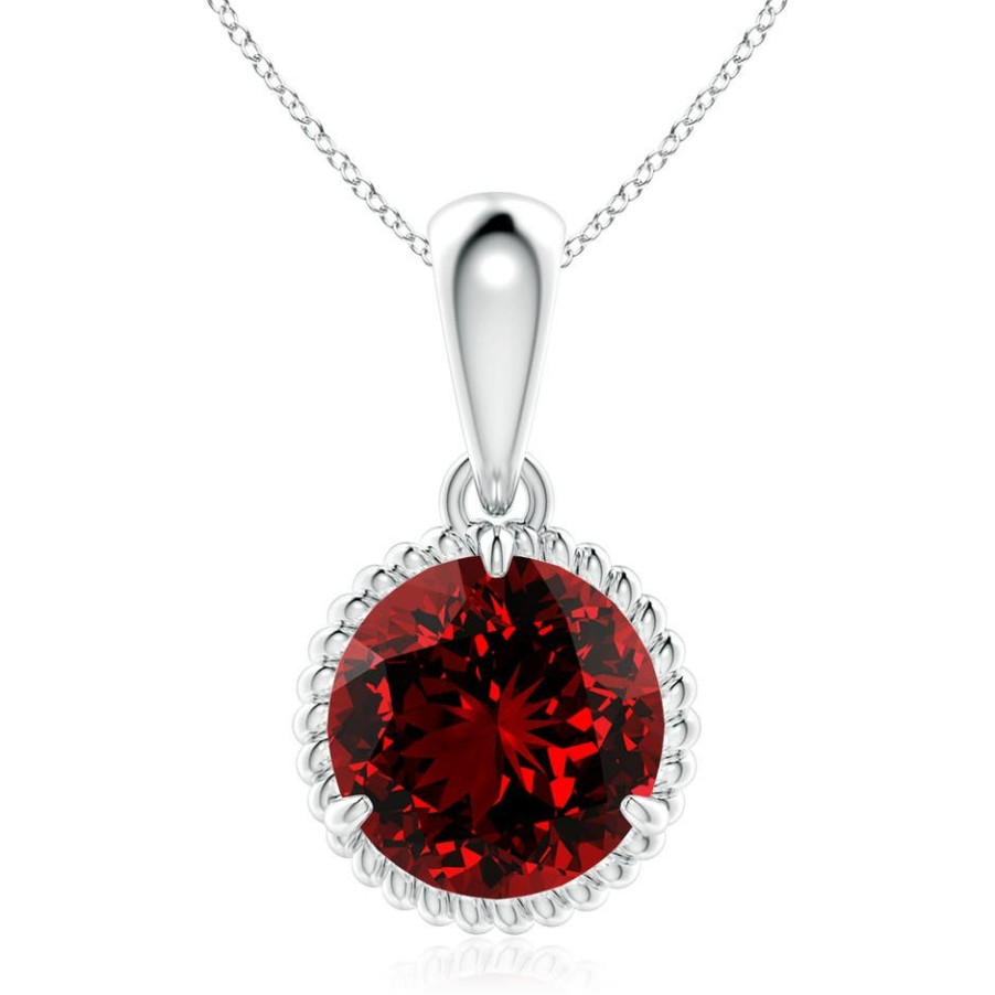 Necklaces Angara Ruby | Lab-Grown Rope-Framed Claw-Set Ruby Solitaire Pendant