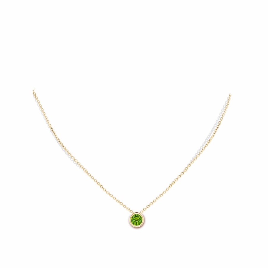 Necklaces Angara Peridot | Bezel-Set Round Peridot Solitaire Pendant