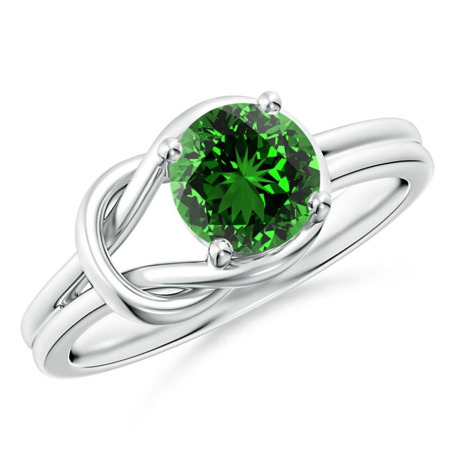 Rings Angara Emerald | Lab-Grown Solitaire Emerald Infinity Knot Ring