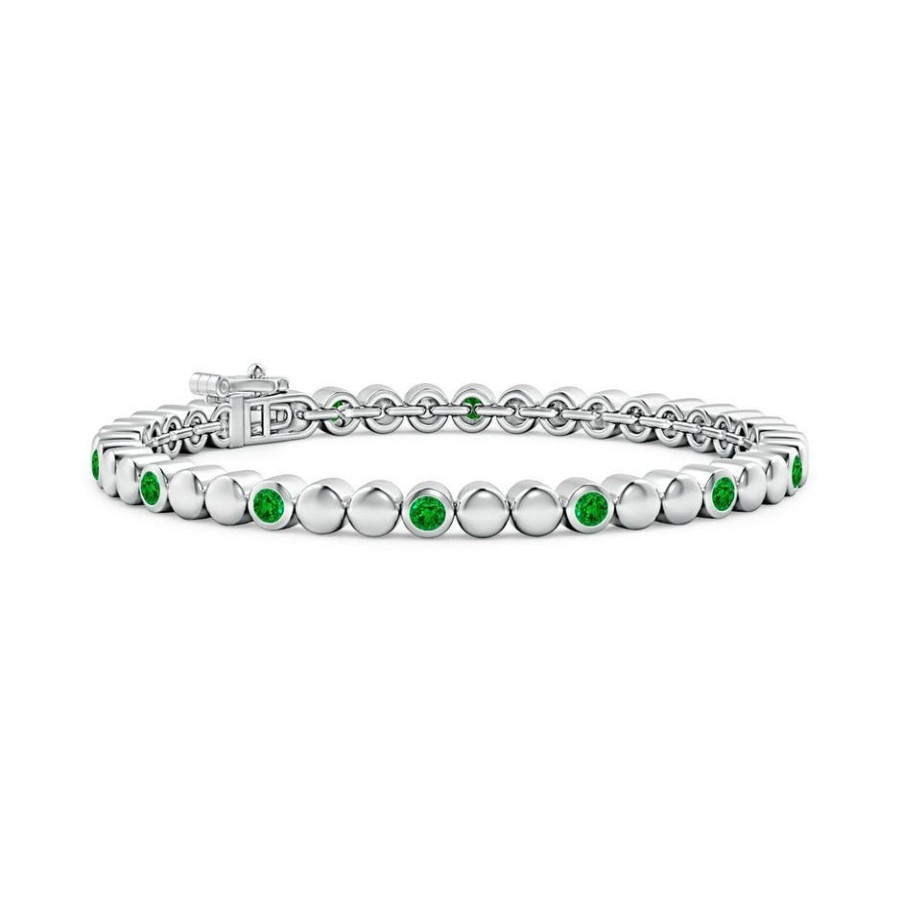 Bracelets Angara Emerald | Alternating Bezel-Set Emerald Stackable Bracelet