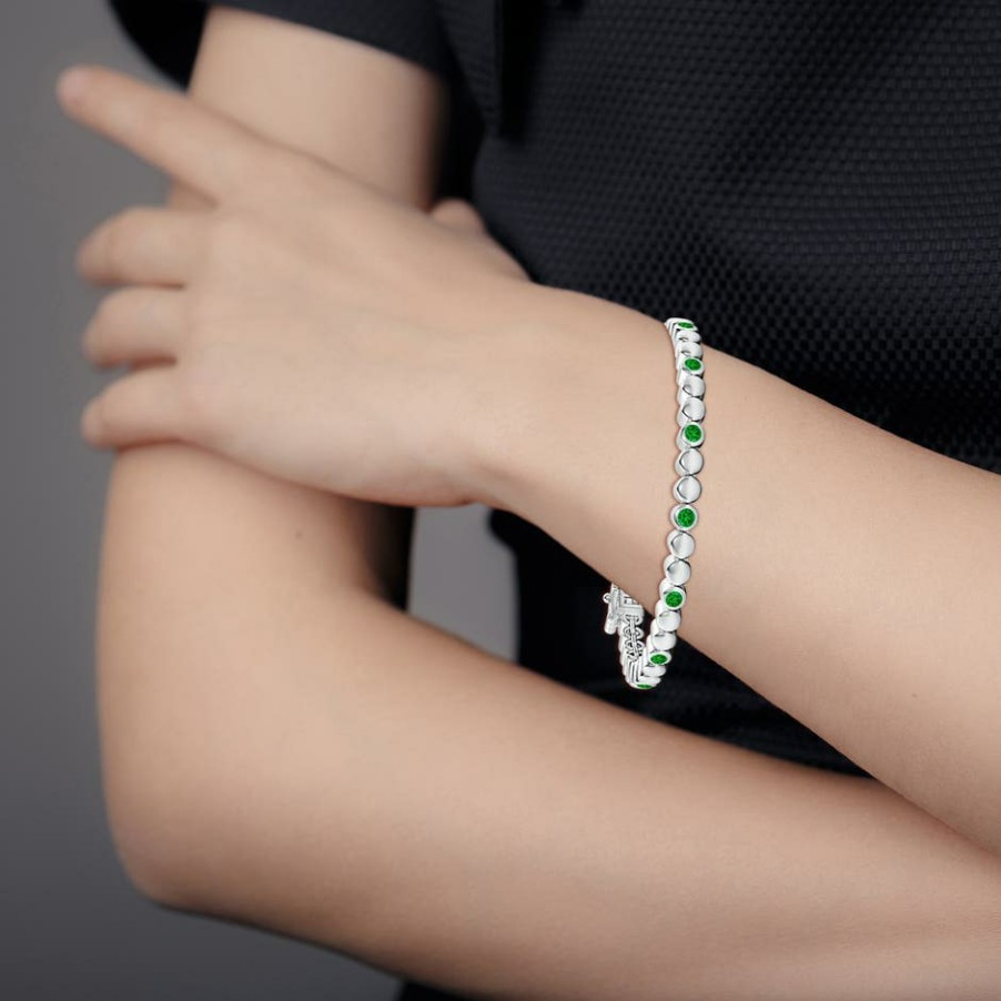 Bracelets Angara Emerald | Alternating Bezel-Set Emerald Stackable Bracelet