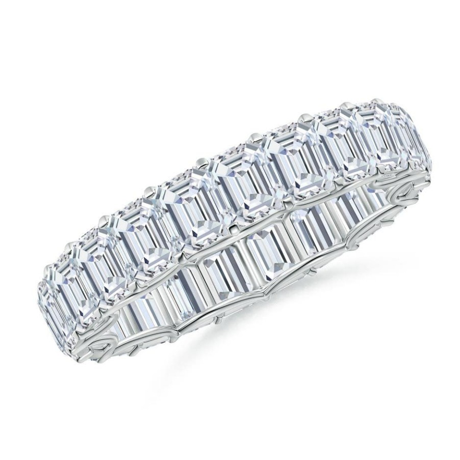 Rings Angara Diamond | Prong-Set Emerald-Cut Diamond Eternity Wedding Ring