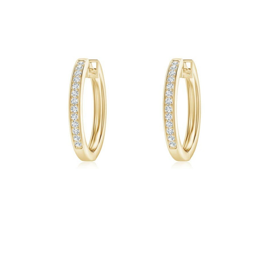 Earrings Angara Diamond | Pave-Set Diamond Hinged Hoop Earrings