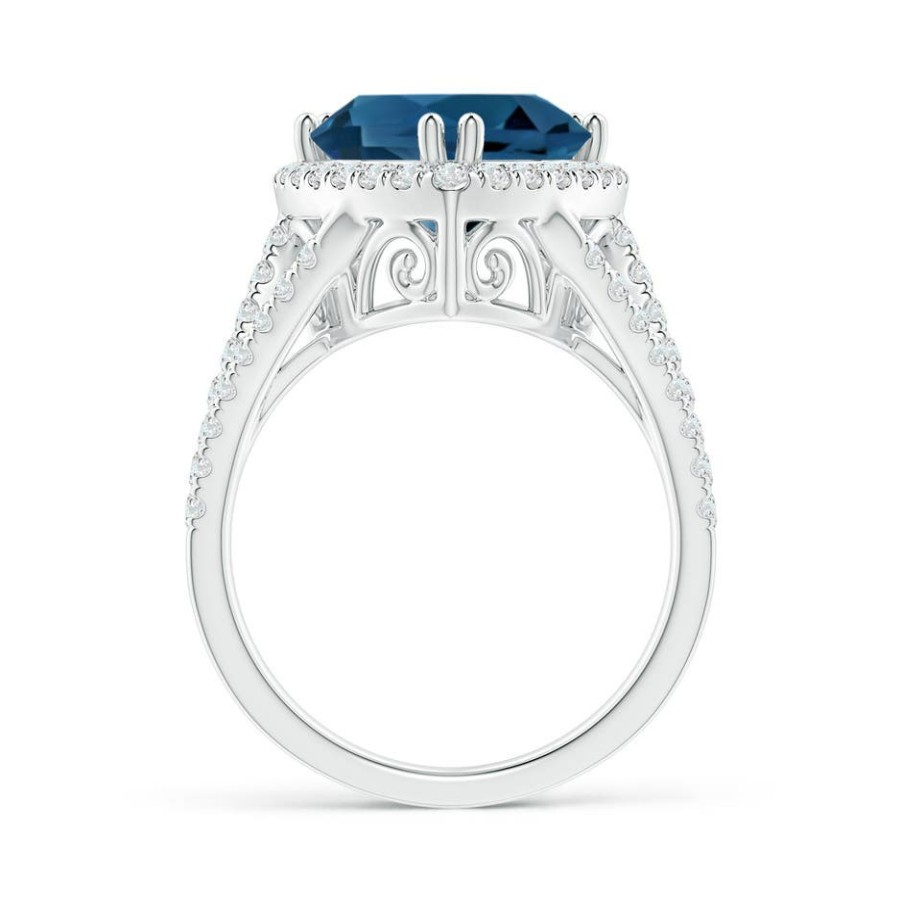 Rings Angara London Blue Topaz | Trillion London Blue Topaz Cocktail Ring With Diamond Accents