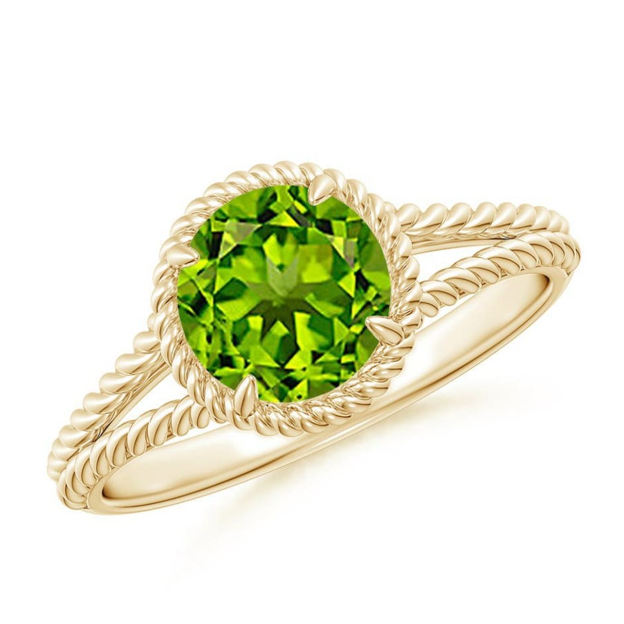 Rings Angara Peridot | Peridot Twist Rope Split Shank Ring