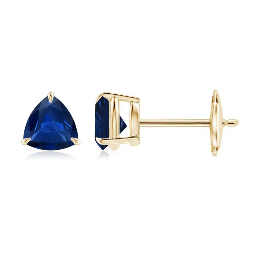 Earrings Angara Blue Sapphire | Claw-Set Trillion Sapphire Stud Earrings