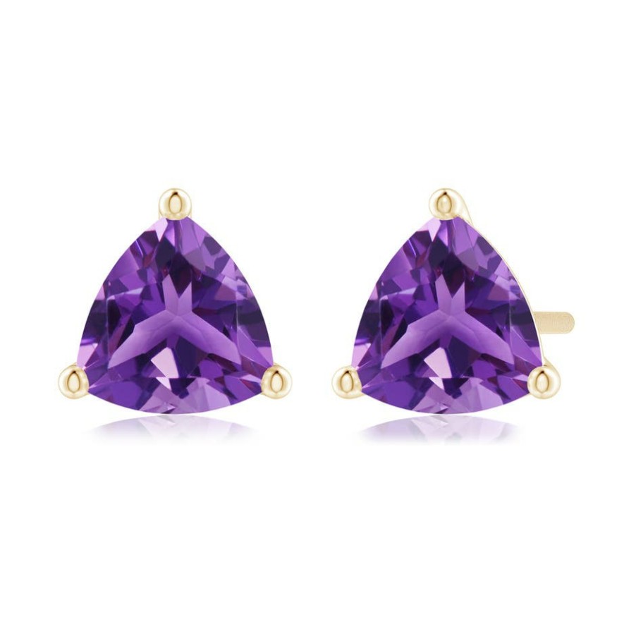 Earrings Angara Amethyst | Martini-Set Trillion Amethyst Stud Earrings