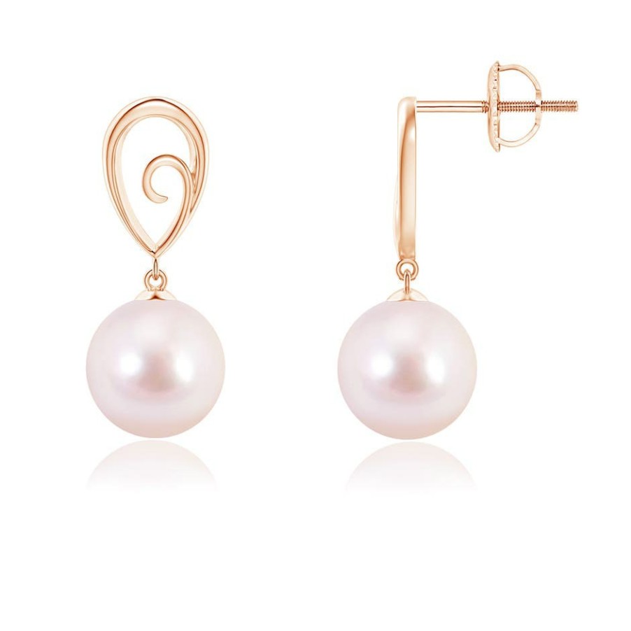 Earrings Angara Akoya Pearl | Japanese Akoya Pearl Drop Earrings With Metal Loop